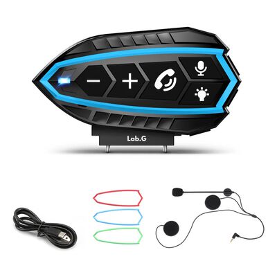 Aud&iacute;fonos Para Casco De Motos Bluetooth 5.0 Impermeables Ip67 negro linea azul