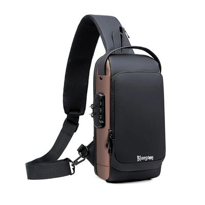 Mochila Cruzada Antirrobo Pechera Mariconera Calidad Con Usb Negro Caf&eacute;