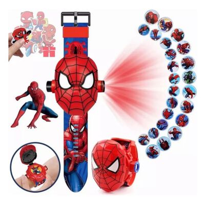 Reloj Proyector Ni&ntilde;os Dibujos Animados 24 Im&aacute;genes Spiderman