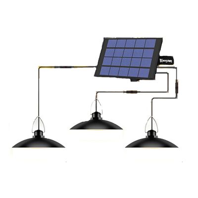 L&aacute;mpara Solar Recargable Con 3 Cabezales Ajustables 60 Led, negro