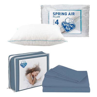 S&aacute;banas Individual Spring Air Basic Azul Acero + Almohada Spring Air Osos