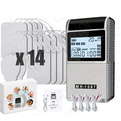 Electroestimulador Muscular 4 Canales 48 Modos 16 Electrodos GRIS