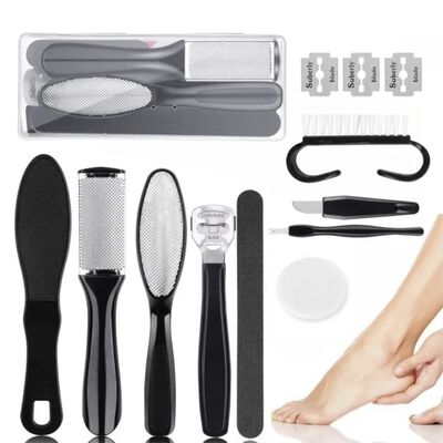 Savefree 10pcs Corta Cuticula Profesional Negro Lima para Pies Doble Superficie