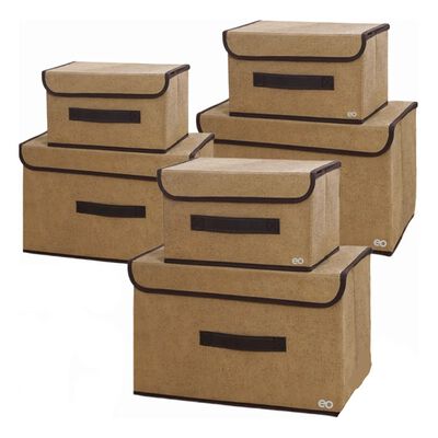6 Cajas Organizadoras Tela Plegables Con Tapas Cajas De Tela Color Nude Lisa