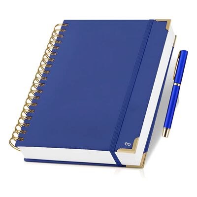 Cuaderno Forrado Tapa Dura Para Regalo Escolar, 300 P&aacute;ginas Azul oscuro