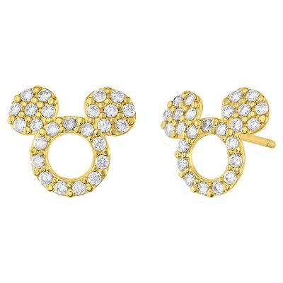 Broquel Mickey Pav&eacute; Oro 14K Disney