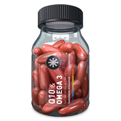 Suplemento Q10 y Omega 3  45 Cápsulas de 1000 mg Essential nutrition