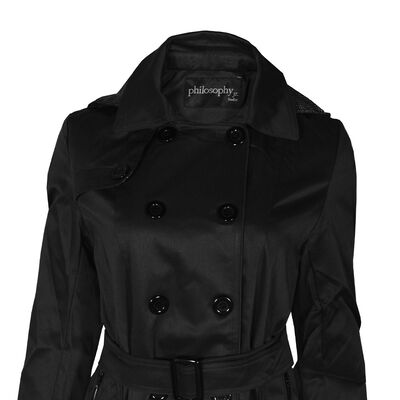 Gabardina con Solapa y Capucha Philosophy Talla Mediana para Mujer