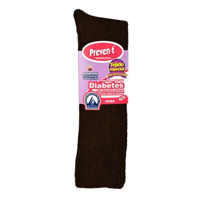 Calcetas Preven-T ejecutiva diabetes terapéutico ventilado sin costuras modelo 1968 talla chica-mediana(21 a 24cm) color cafe dama
