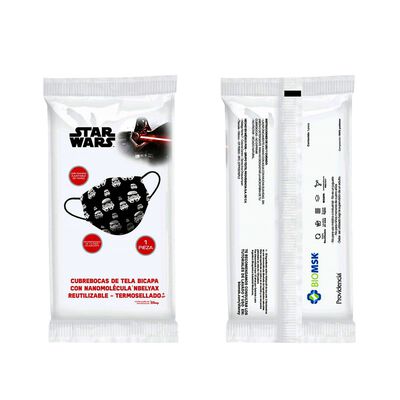 Cubrebocas Star Wars empaque con 3 piezas