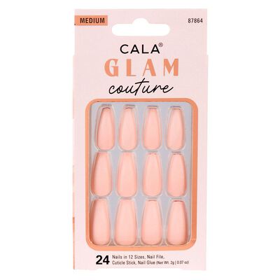 Kit U&ntilde;as Postizas Medium Coffin Nude Matte 24 piezas