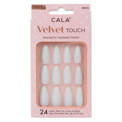 Kit U&ntilde;as Postizas Velvet Medium Almond Perla Cateye 24 piezas