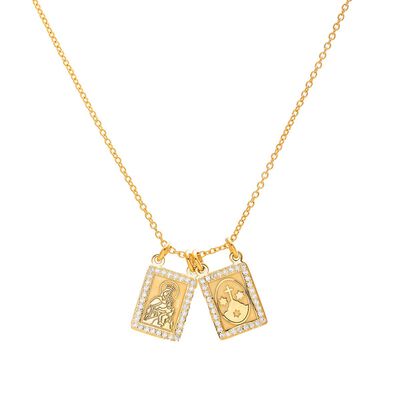 Escapulario de la Virgen del Carmen marco de circonias dorado