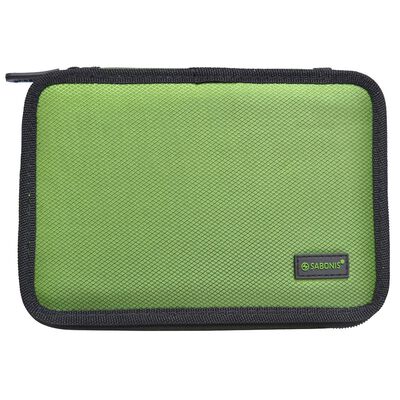 Lapicera tres cierres color negro con borde verde Sabonis