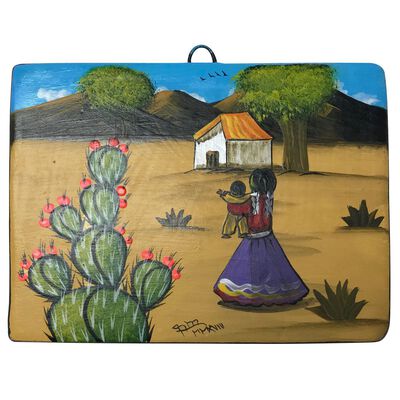 Cuadro de barro pintado a mano - Artesan&iacute;a