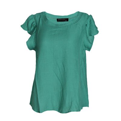 Blusa lisa con detalle pequeño de encaje en cuello para mujer Philosophy Talla Mediana