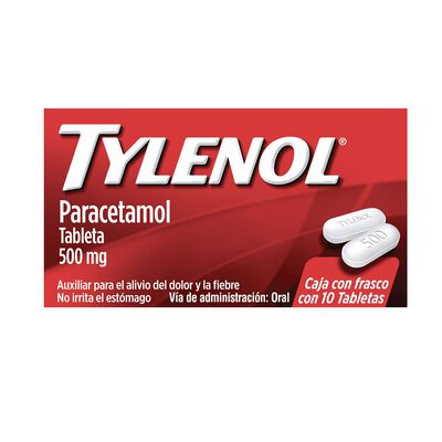 Analg&eacute;sico TYLENOL 10 Tabletas 500 mg