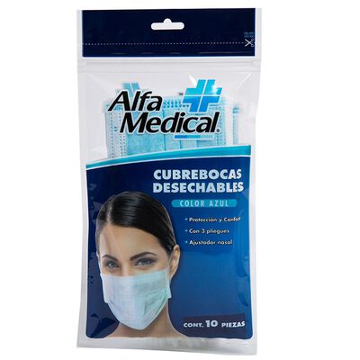 Cubrebocas Desechables con Ajustador Nasal Alfa Medical