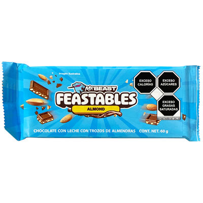 Tablilla de Choco con Leche y Almendras Mr Beast 60 gr FEASTABLES