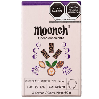Chocolate Amargo sin Az&uacute;car 70% Cacao 60 g Moonch
