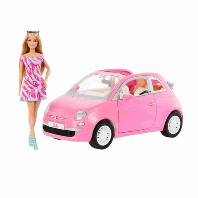 Barbie Veh&iacute;culo Fiat Rosa  y Mu&ntilde;eca