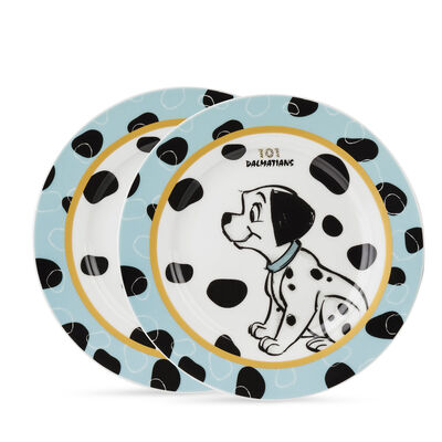 Set de 2 Platos de Porcelana color Azul Diseño Disney 101 Dálmatas Egan