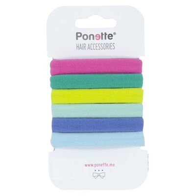 Ligas B&aacute;sicas Grandes Multicolor 6piezas Ponette