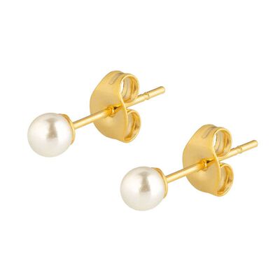 Aretes C&C 4 mm Perlas Cultivadas Blanco-Oro
