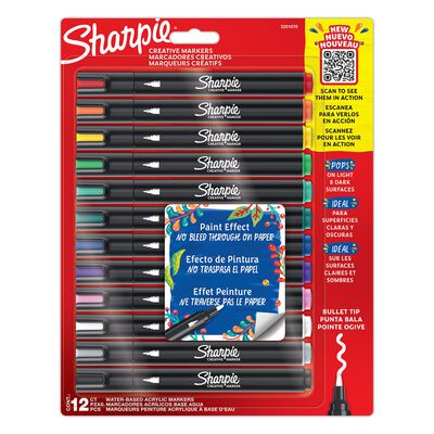Marcadores Creativos Acr&iacute;licos Sharpie Punta Bala Set 12 Piezas