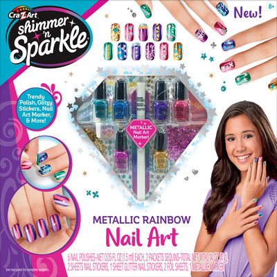Shimmer And Sparkle Metallic Rainbow Nail Art Ruz