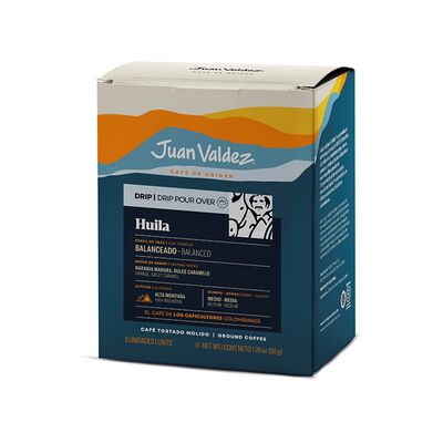 Caf&eacute; Juan Valdez Molido Drip Huila 5 Sobres
