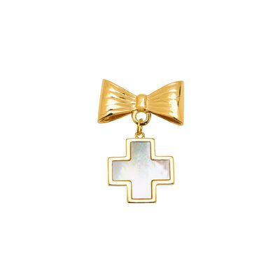 Segurito Cruz madre perla con mo&ntilde;o dorado