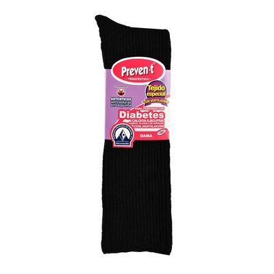 Calcetas Preven-T ejecutiva diabetes terapéutico ventilado sin costuras modelo 1968 talla chica-mediana(21 a 24cm) color negro dama