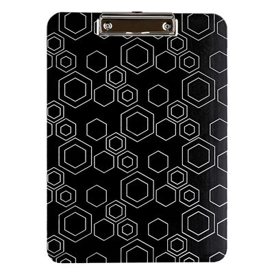 Tabla de Acr&iacute;lico con Clip Rombos Negro Kyma