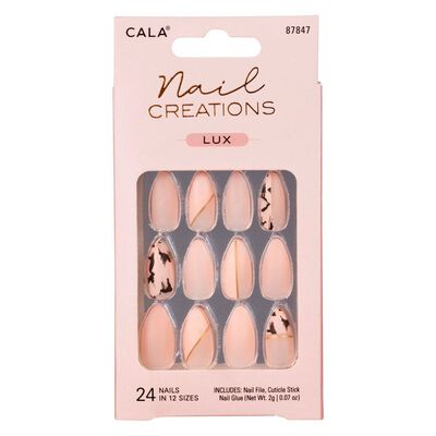 Kit U&ntilde;as Postizas Nail Creations Lux Stiletto Abstracto 24 piezas