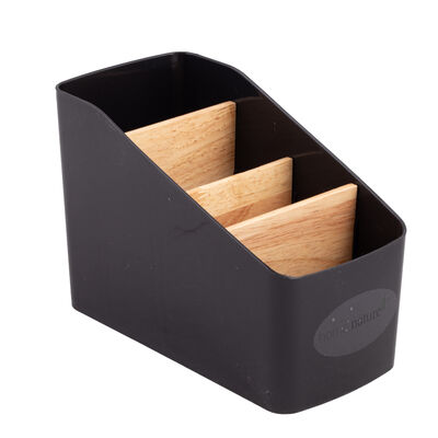 Home Nature Organizador de plástico para escritorio con división de madera