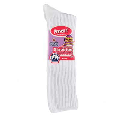 Calcetas Preven-T ejecutiva diabetes terapéutico ventilado sin costuras modelo 1968 talla chica-mediana(21 a 24cm) color blanco dama