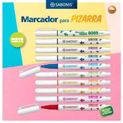 Marcador para pizarra. Set 10 colores Saboni