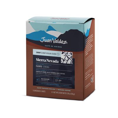 Café Juan Valdez Molido Drip Sierra 5 Sobres