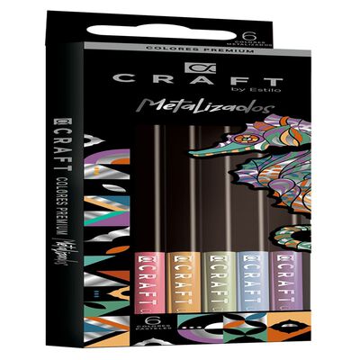 6 Colores Premium Metalizados Craft Lápices Triangulares