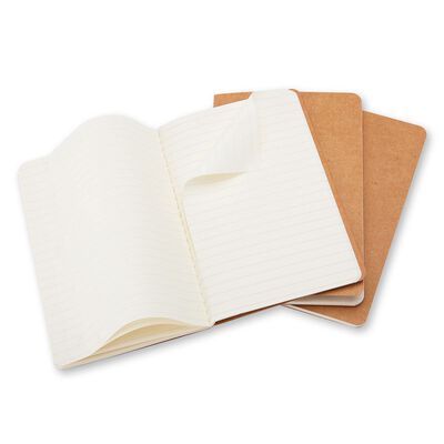 Set 3 libretas bolsillo Kraft, hoja rayada pasta suave