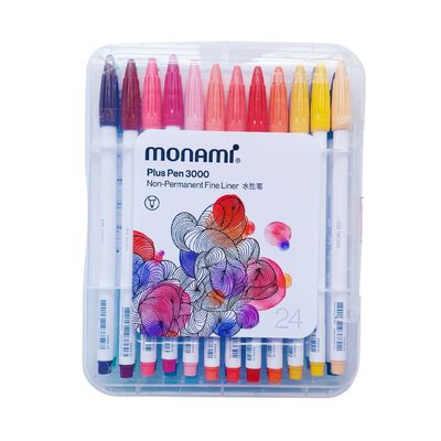 Set 24 Marcadores Plus Pen 3000 Punta Fina Monami