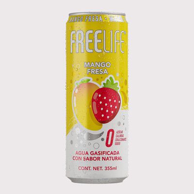 Agua Gasificada Freelife con Extracto de Mango Fresa 355ml