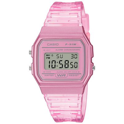 Reloj Casio Rosa De Resina para Mujer Modelo Elo F91Ws4Cf