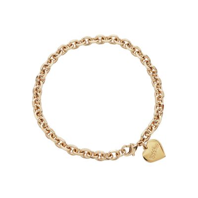 Pulsera con Cadena Facetada y Coraz&oacute;n con Grabado Mossimo