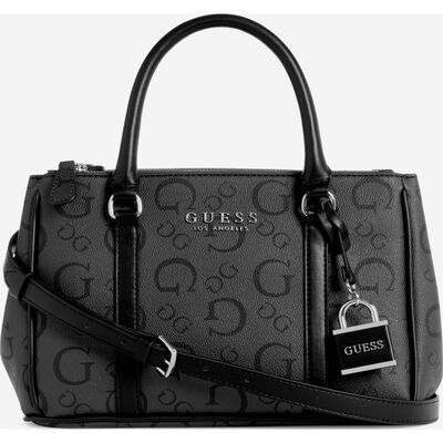 Bolsa Satchel Guess Color Negro Suavizado para Mujer