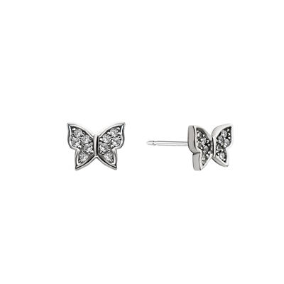 Aretes Mariposa Plata .925 con Circonias Acabado Rodio Artre .925