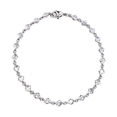 Pulsera Circonia Corte Oval Color Cristal Acabado Rodio Carr&eacute;