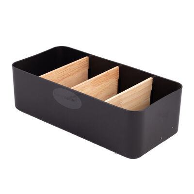 Home Nature Organizador multiusos de pl&aacute;stico con 4 divisiones de madera