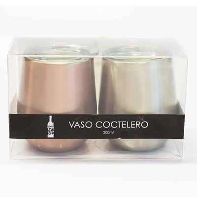 VASO ALUMINIO Y ROSA 2 PZ 200 ML CO